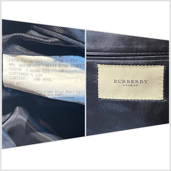 Burberry London 42R Navy Royal Cobalt Blue Multi-Stripe Designer Blazer Jacket - Picture 15 of 15